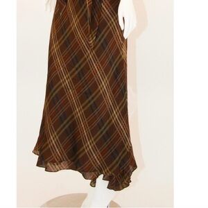 Ralph Lauren y2k Brown Plaid Maxi Skirt